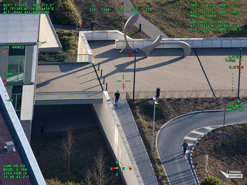 EO/IR sensor view with on-screen tracking data